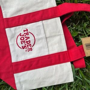 Yellow Red color only!! NWT 2 Trader Joe’s MINI canvas tote bags YELLOW RED